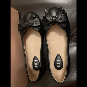 NEW Girls BLOCH AYVA Black Bow Ballet Flats Shoes Leather US 10 EU 28